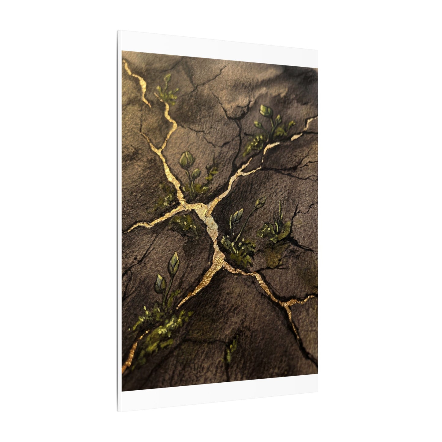 Spring Cracked Earth Charcoal Ink Canvas Art | Luxurious Decor
