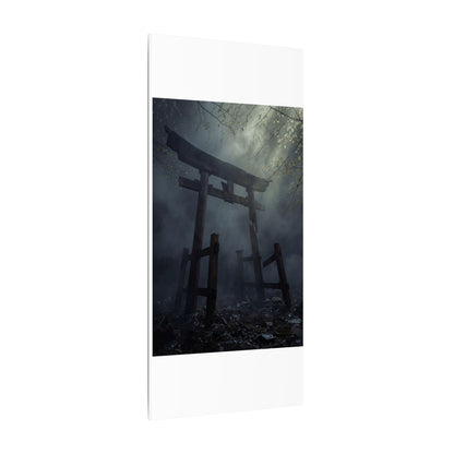 Dark Japandi Torii Gate in Dappled | Moody Minimal Canvas Art