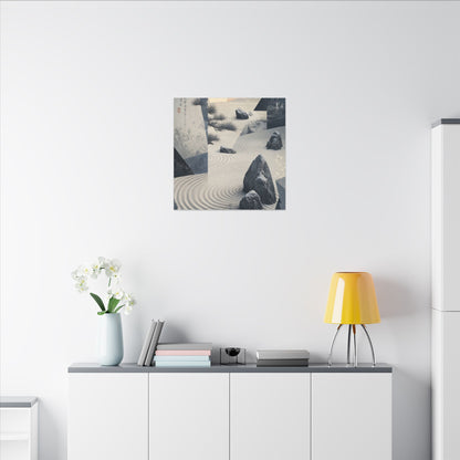 Seijaku Rock Garden Canvas Art - Zen Ukiyo E Inspired
