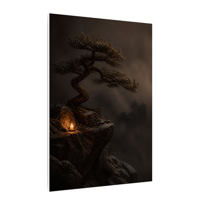 Pine Tree Shadow Zen Canvas Art | Luxurious Dark Japandi Art