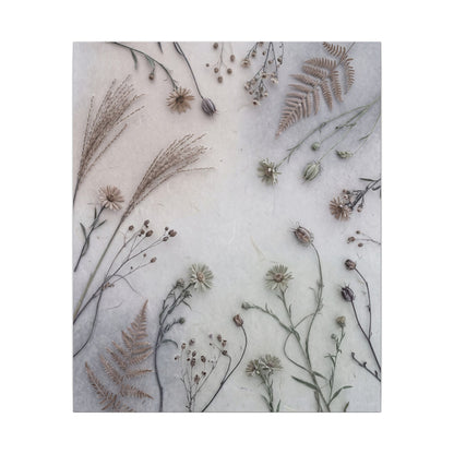 Dried Flowers Japanese Pattern Canvas Art | Elegant Japandi Art