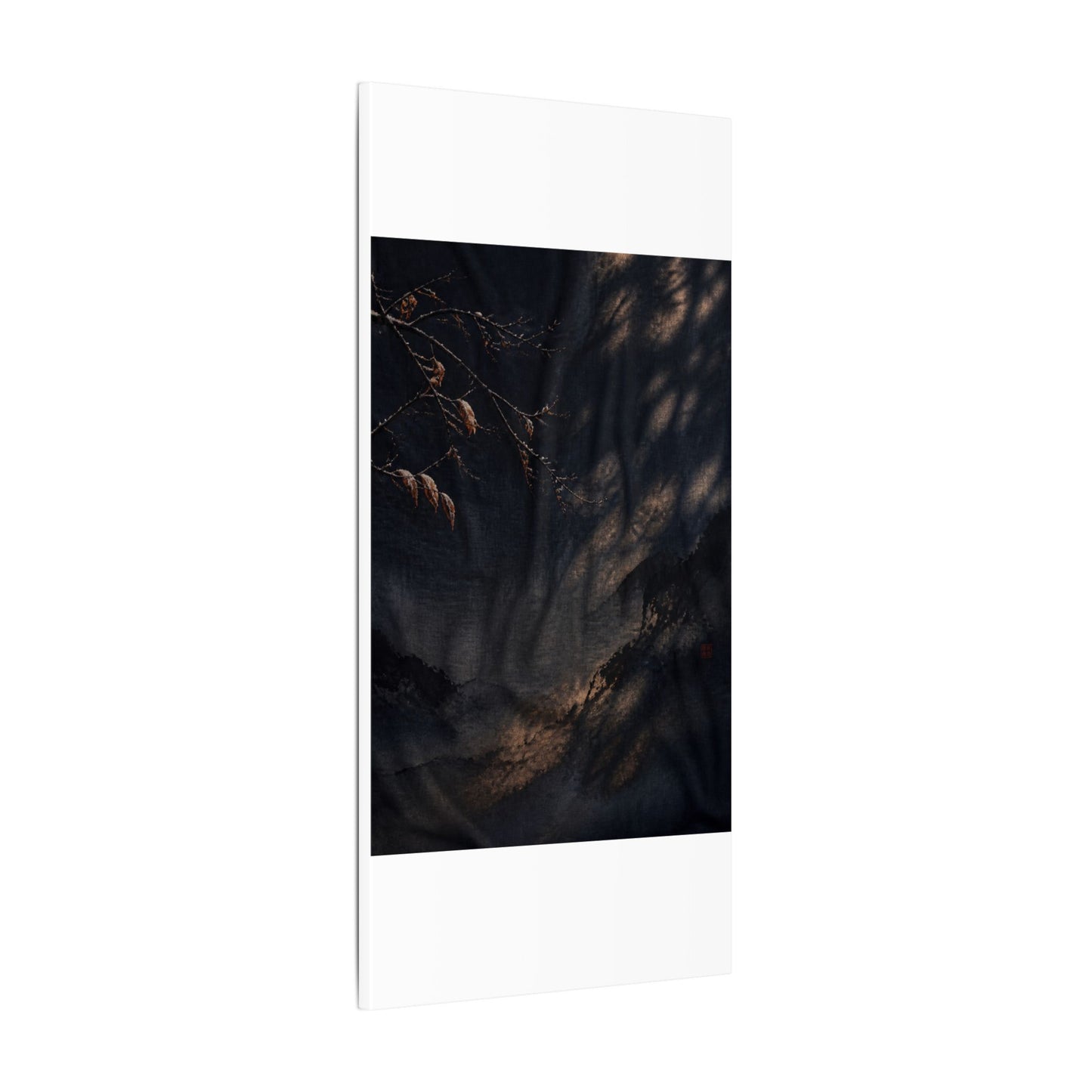 Atmospheric Silk Drape Canvas Art - Charcoal Ink Dark Japandi