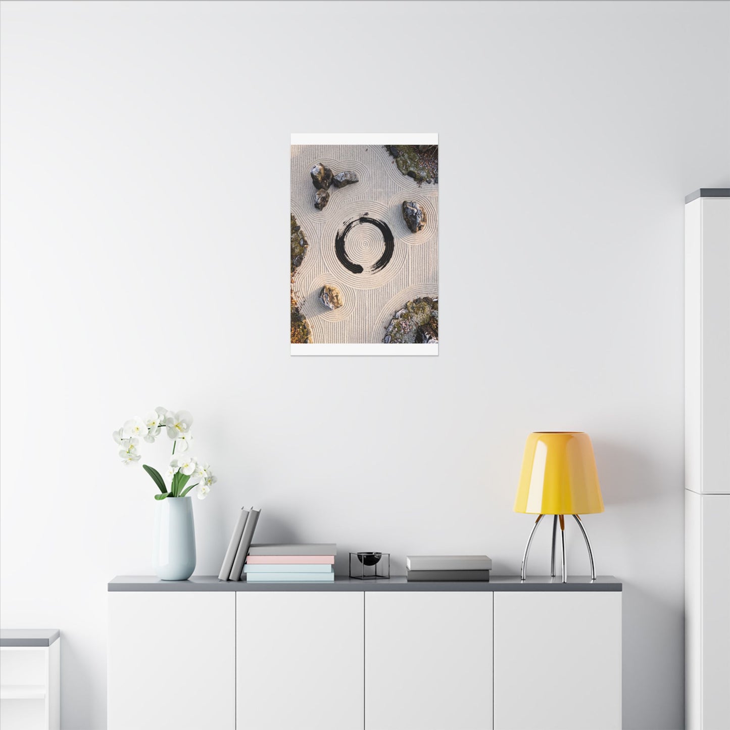 Rock Garden Canvas Art | Winter Zen Enso Art
