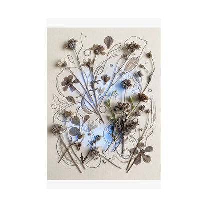 Neutral Dried Flowers Wall Art Print - Minimal Line Japandi