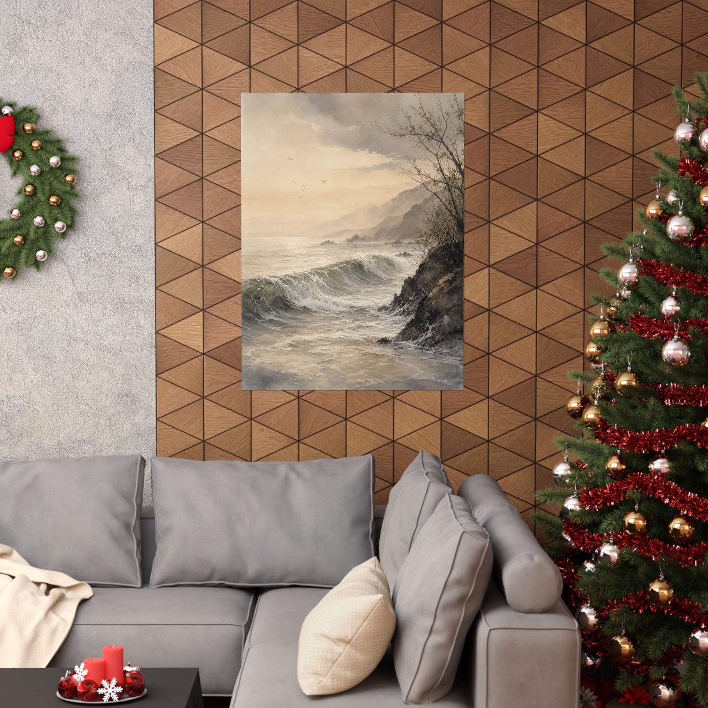 Warm Ocean Wave Wall Art Print - Watercolor Japandi
