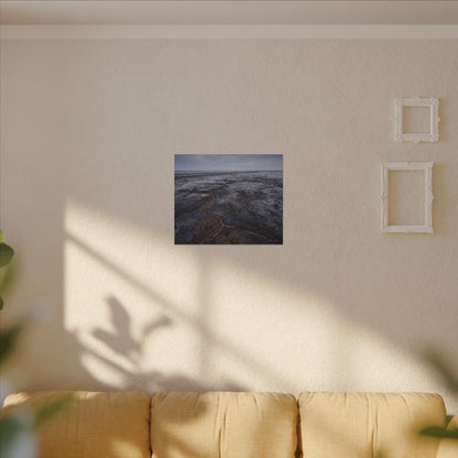 Dark Japandi Cracked Earth in Overcast | Dark Texture Canvas Art