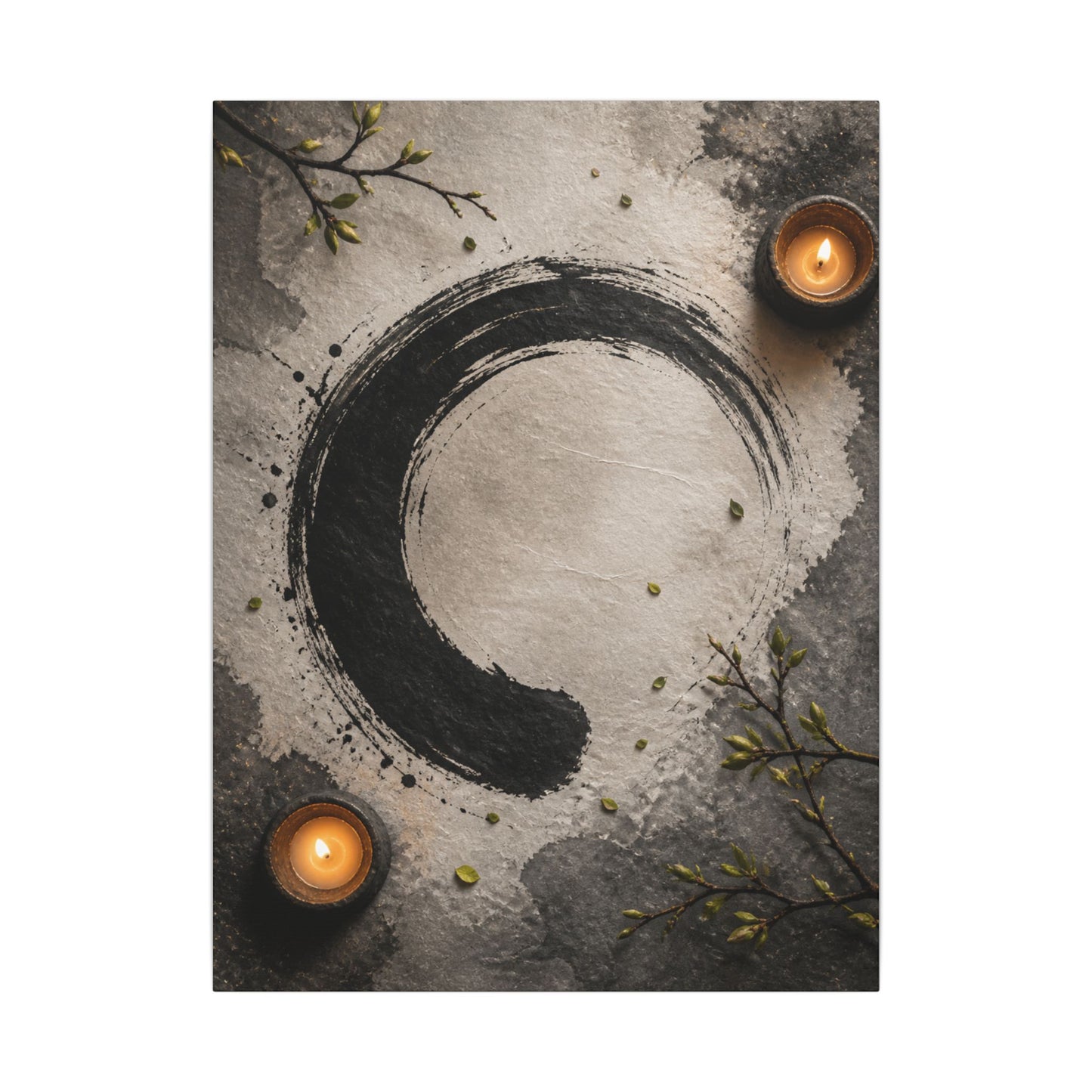 Candlelight Ink Brushstroke Canvas Art - Zen Ma