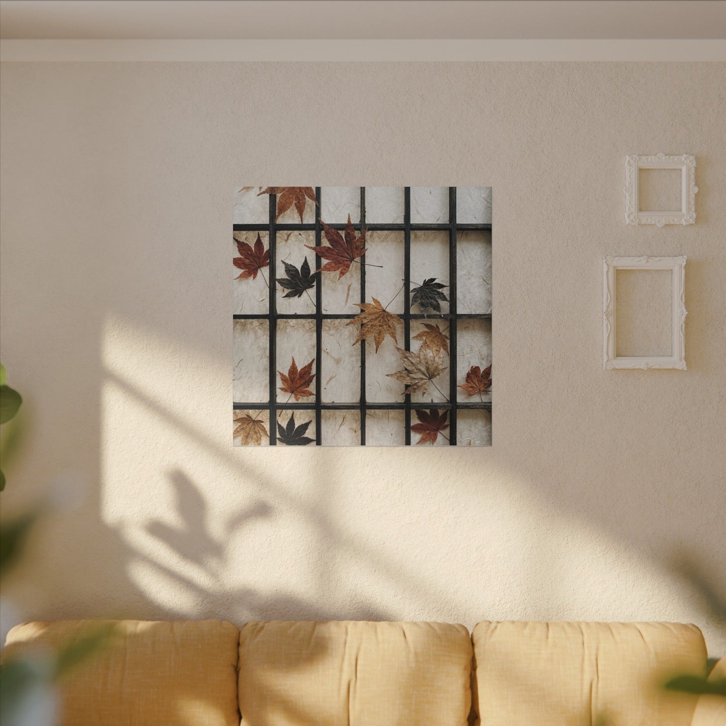 Japandi Shoji Screen in Overcast | Texture Canvas Art