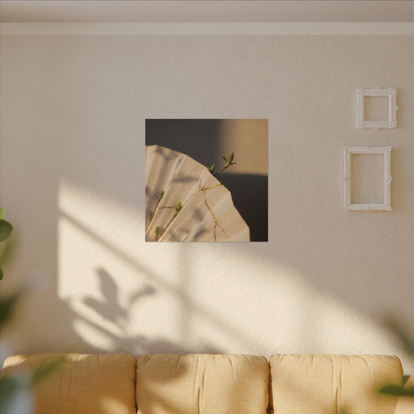 Paper Fold Gold Vein Canvas Art | Healing Kintsugi Art