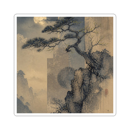 Pine Tree Japanese Pattern Sticker | Earthy Japandi Art