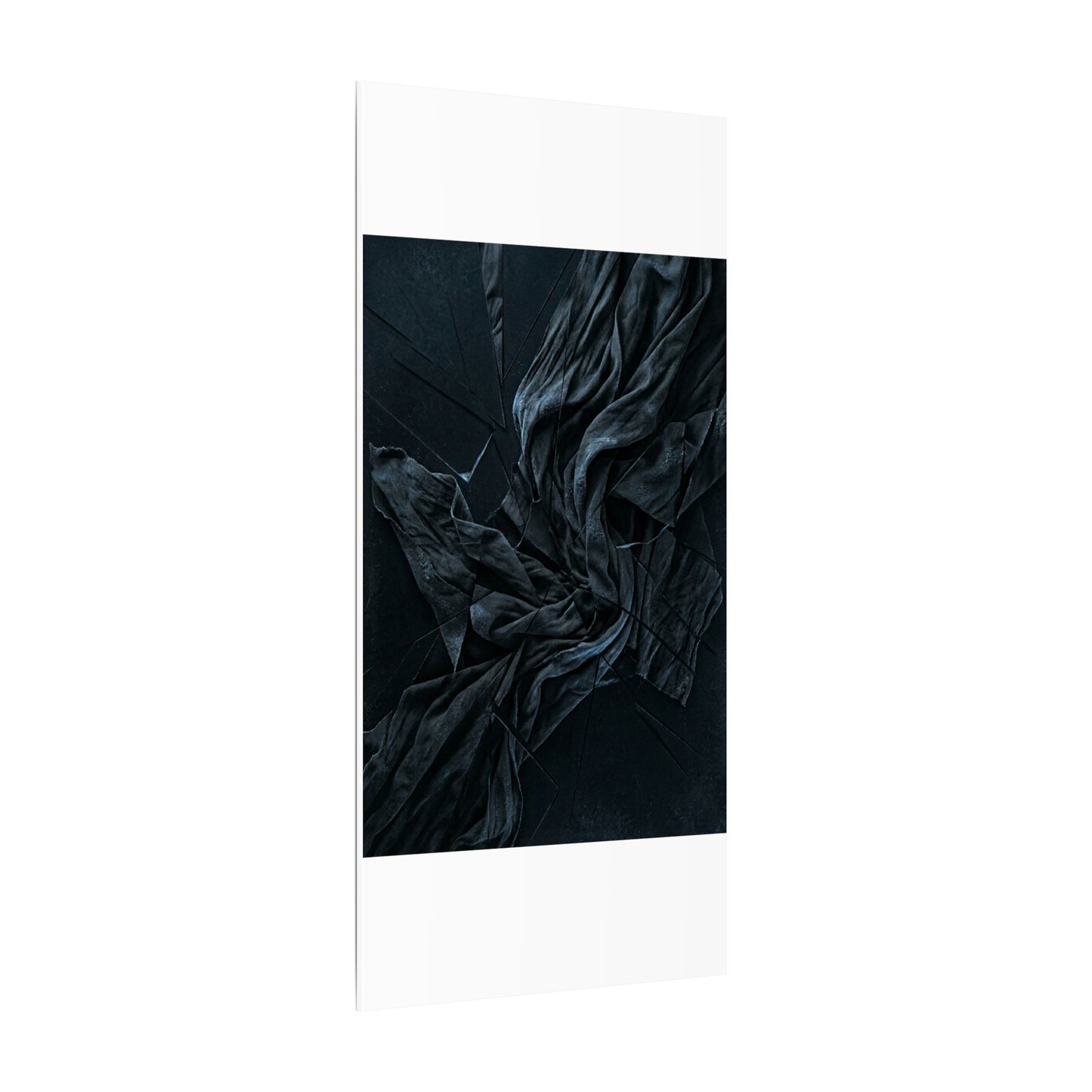 Dark Japandi Silk Drape in Moonlight | Moody Minimal Canvas Art