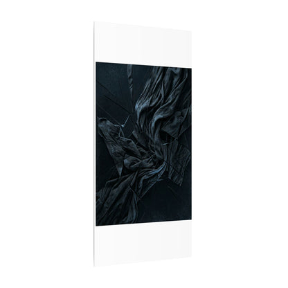 Dark Japandi Silk Drape in Moonlight | Moody Minimal Canvas Art