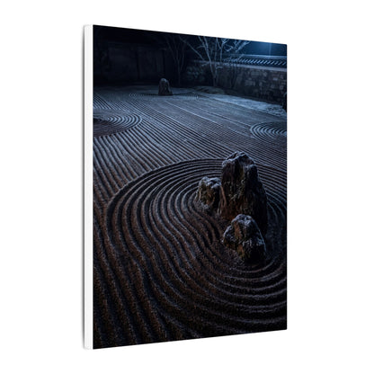 Moonlight Rock Garden Canvas Art - Dark Japandi Seijaku