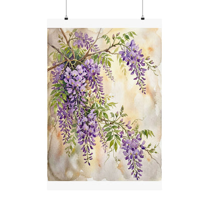 Fukinsei Wisteria Wall Art Print - Japandi Watercolor Art Print