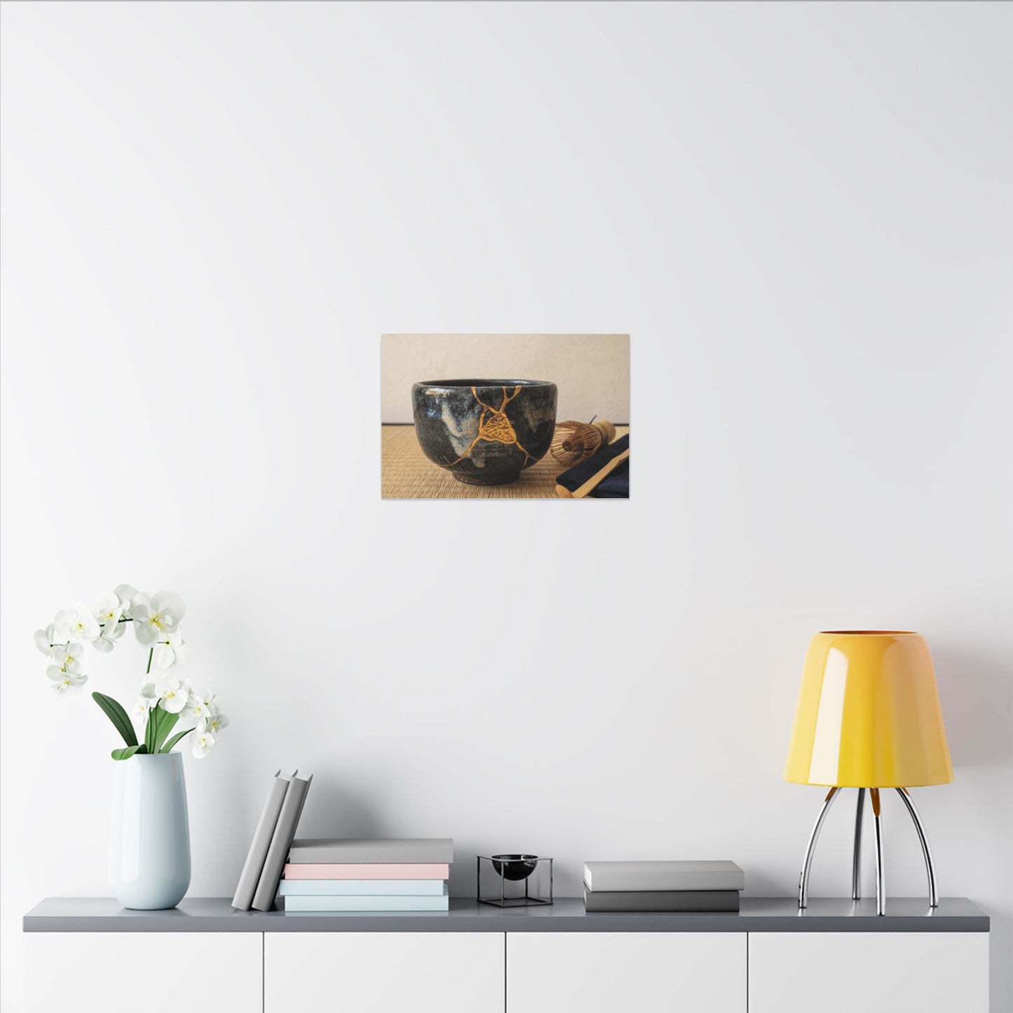 Kanso Tea Ceremony Canvas Art - Kintsugi Gold Vein
