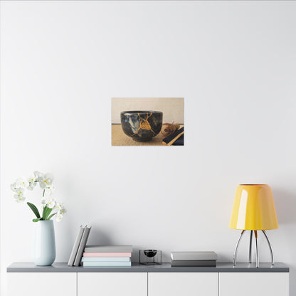 Kanso Tea Ceremony Canvas Art - Kintsugi Gold Vein