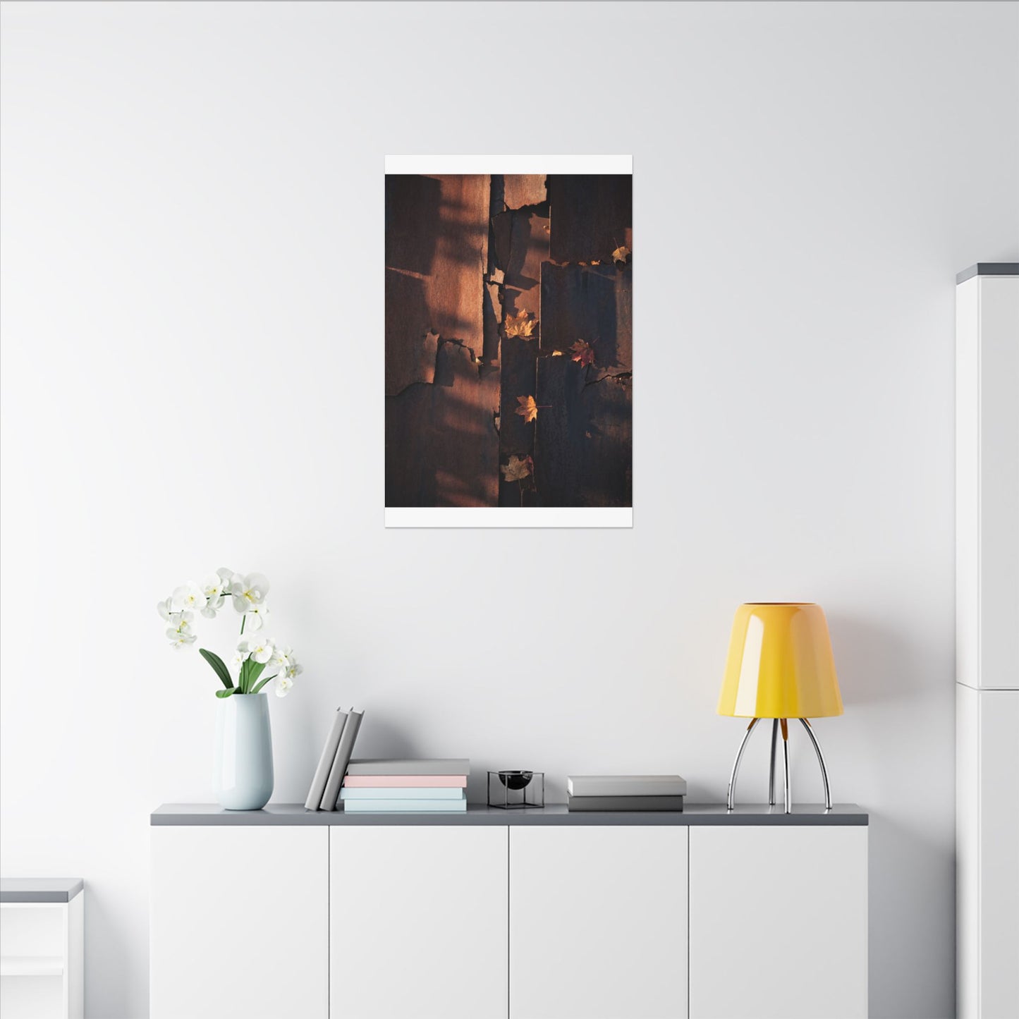 Seijaku Rust Patina Canvas Art - Dark Japandi Shadow Zen