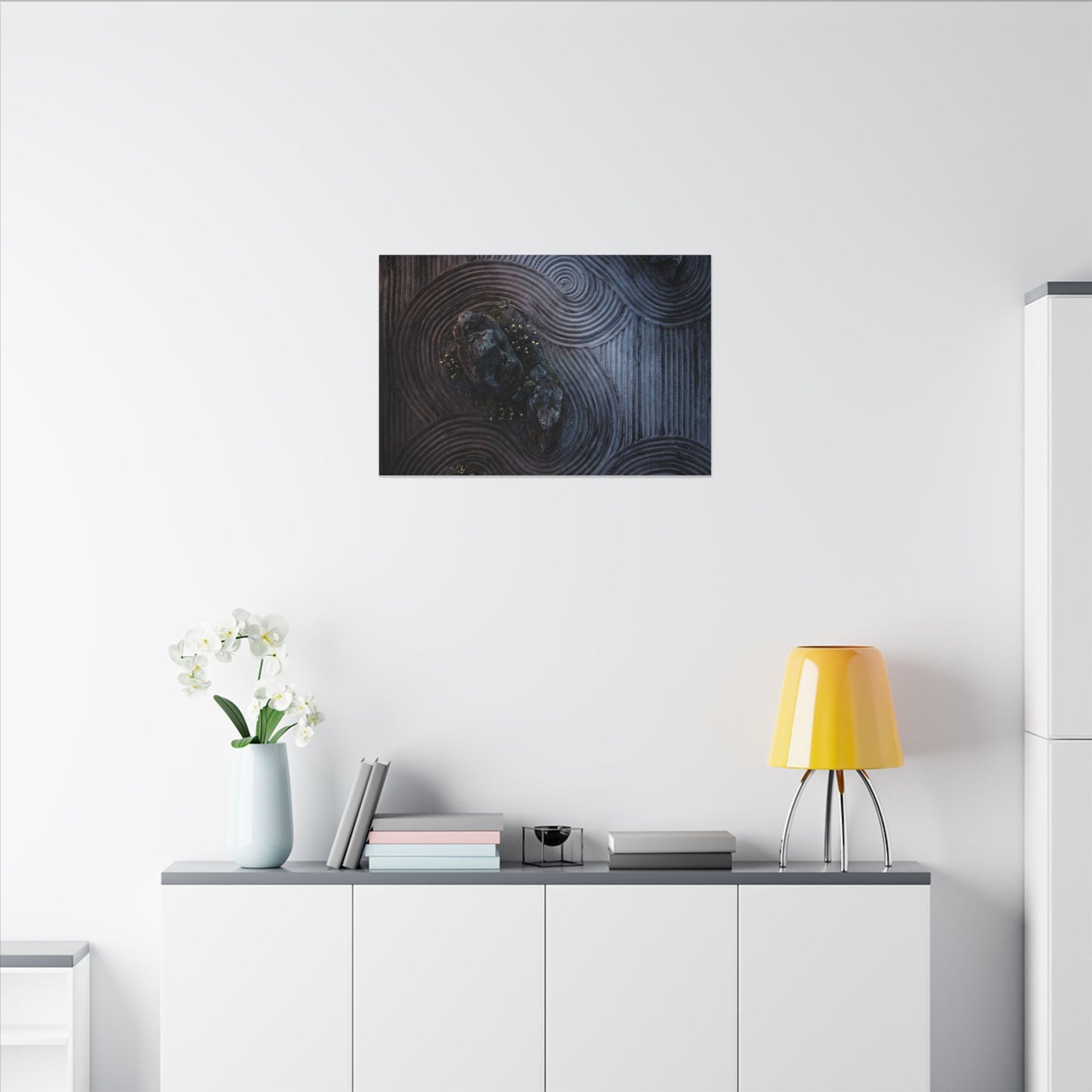 Spring Rock Garden Charcoal Ink Canvas Art | Bold Decor