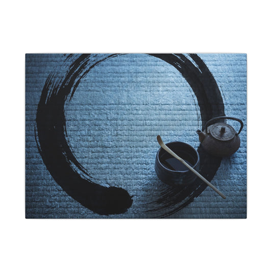 Winter Tea Ceremony Enso Canvas Art | Peaceful Decor