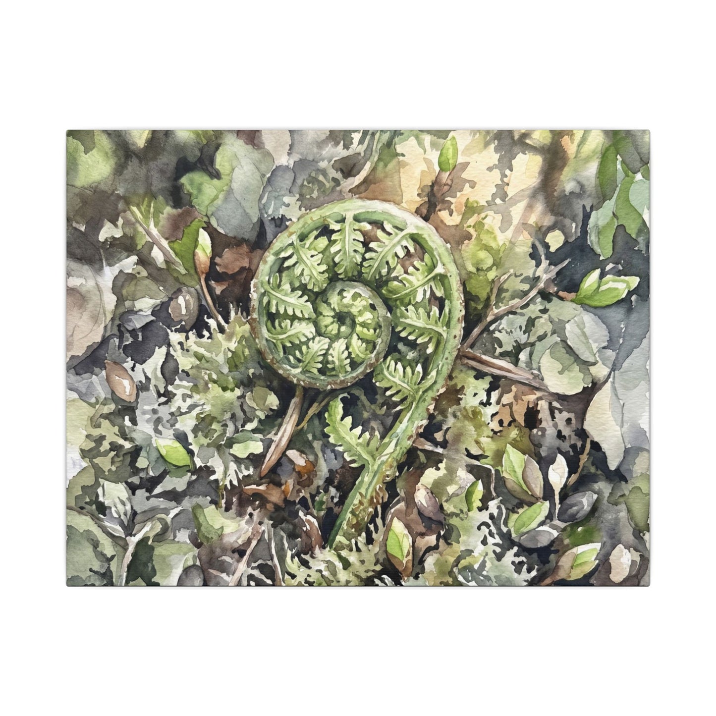 Fern Unfurling Spring Canvas Art | Japandi Neutral Design