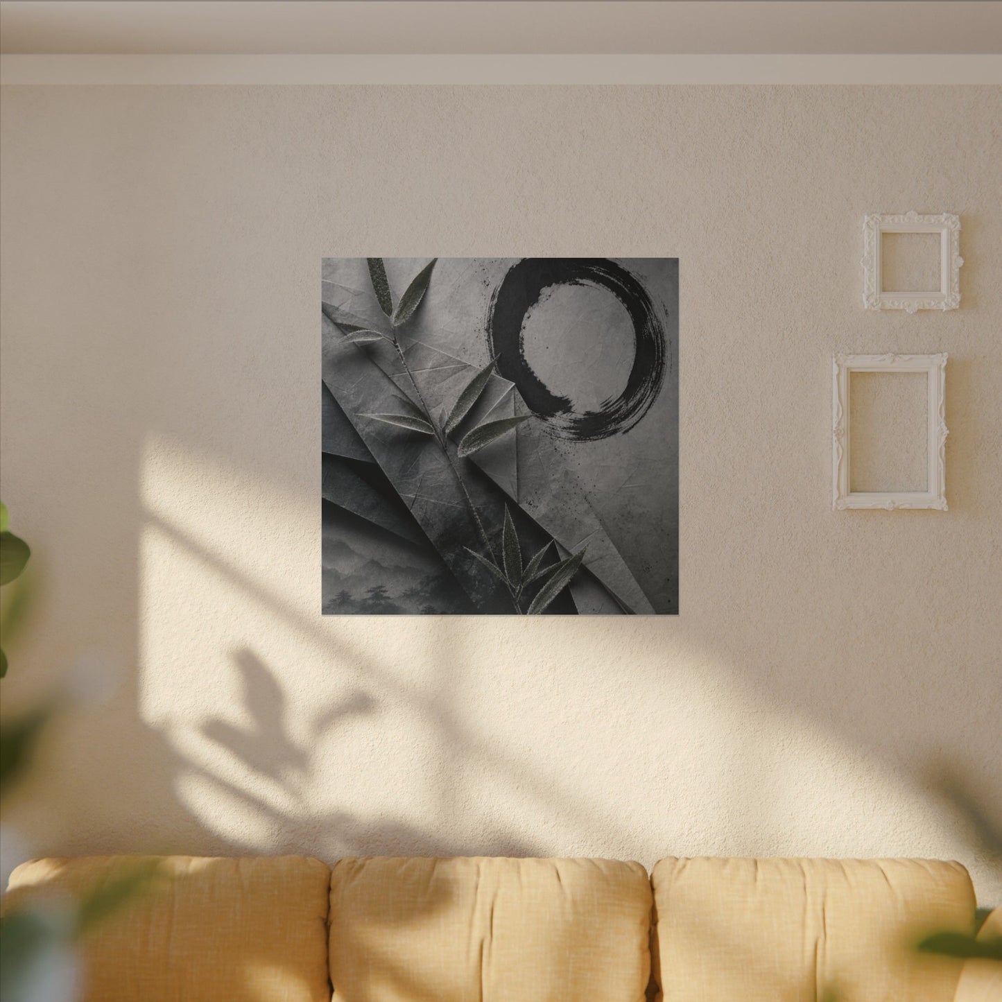 Winter Paper Fold Enso Canvas Art | Serene Decor