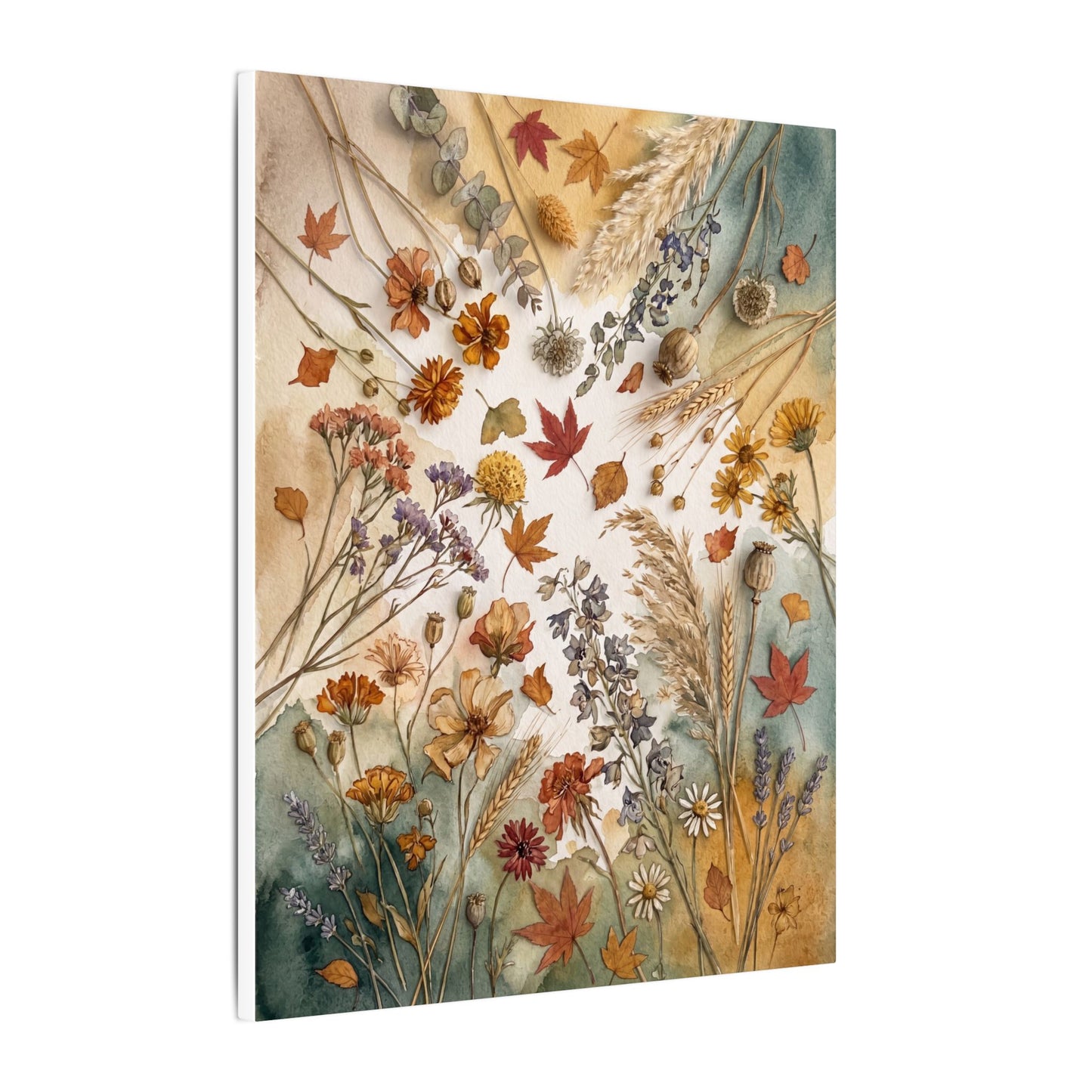 Dried Flowers Canvas Art | Autumn Japandi Watercolor Art