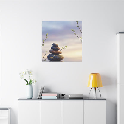 Spring River Stones Gold Vein Canvas Art | Philosophical Decor