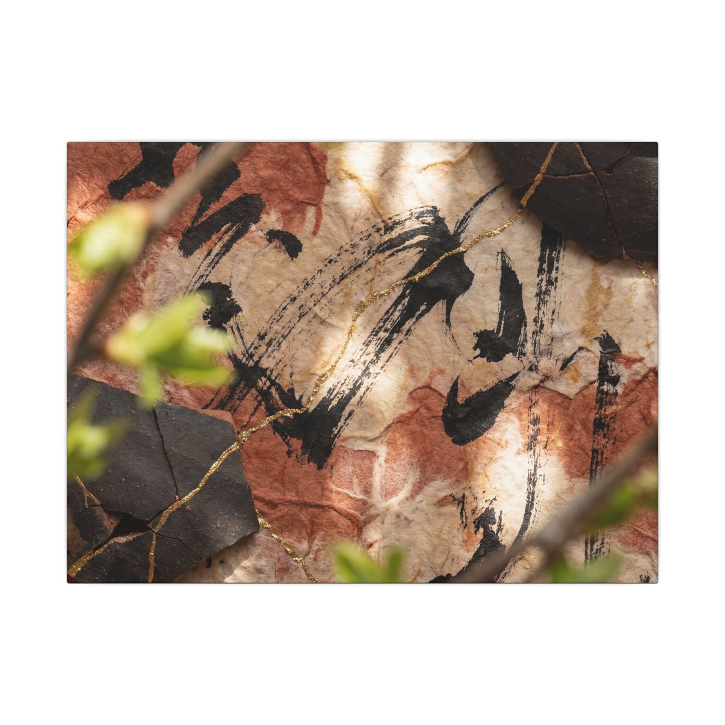 Datsuzoku Ink Brushstroke Canvas Art - Kintsugi Gold Repair Art Print