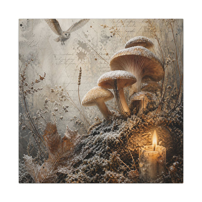 Wild Mushrooms Texture Canvas Art | Elegant Japandi Art