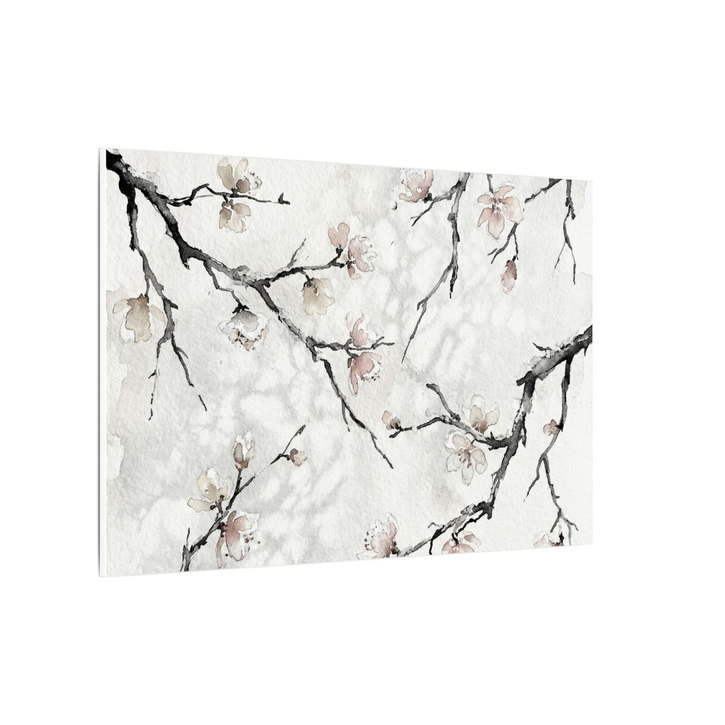 Cherry Blossom Canvas Art | Winter Japandi Watercolor Art