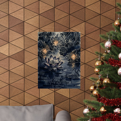 Candlelight Lotus Flower Wall Art Print - Zen Fukinsei