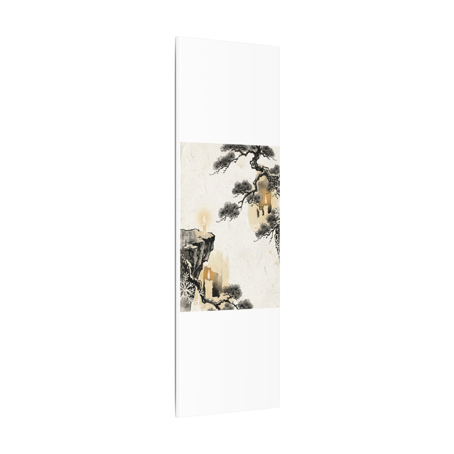 Japandi Pine Tree in Candlelight | Japanese Pattern Canvas Art