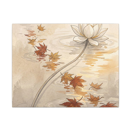 Lotus Flower Canvas Art | Autumn Japandi Minimal Line Art