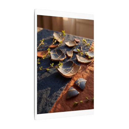 Spring Broken Pottery Gold Vein Canvas Art | Philosophical Decor