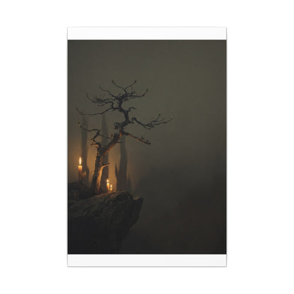 Ma Pine Tree Canvas Art - Dark Japandi Shadow Zen
