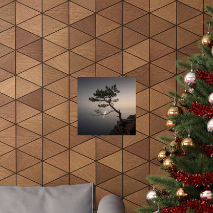 Moody Pine Tree Wall Art Print - Moody Minimal Dark Japandi
