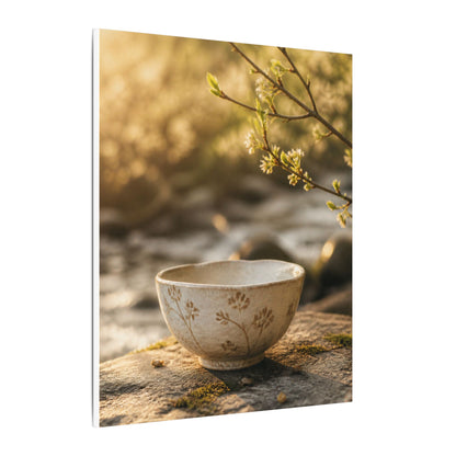 Neutral Ceramic Bowl Canvas Art - Japanese Pattern Japandi