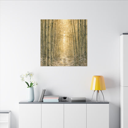 Bamboo Grove Winter Canvas Art | Japandi Elegant Design