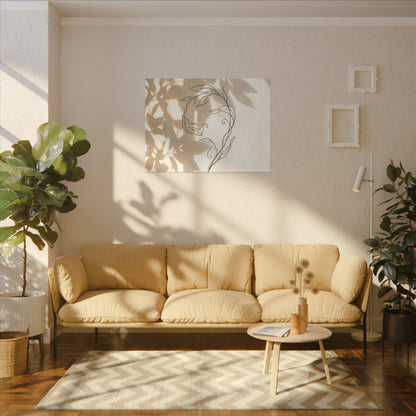 Warm Shoji Screen Canvas Art - Minimal Line Japandi