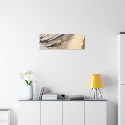Ink Brushstroke Watercolor Canvas Art | Neutral Japandi Art
