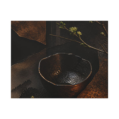 Atmospheric Ceramic Bowl Canvas Art - Shadow Zen Dark Japandi