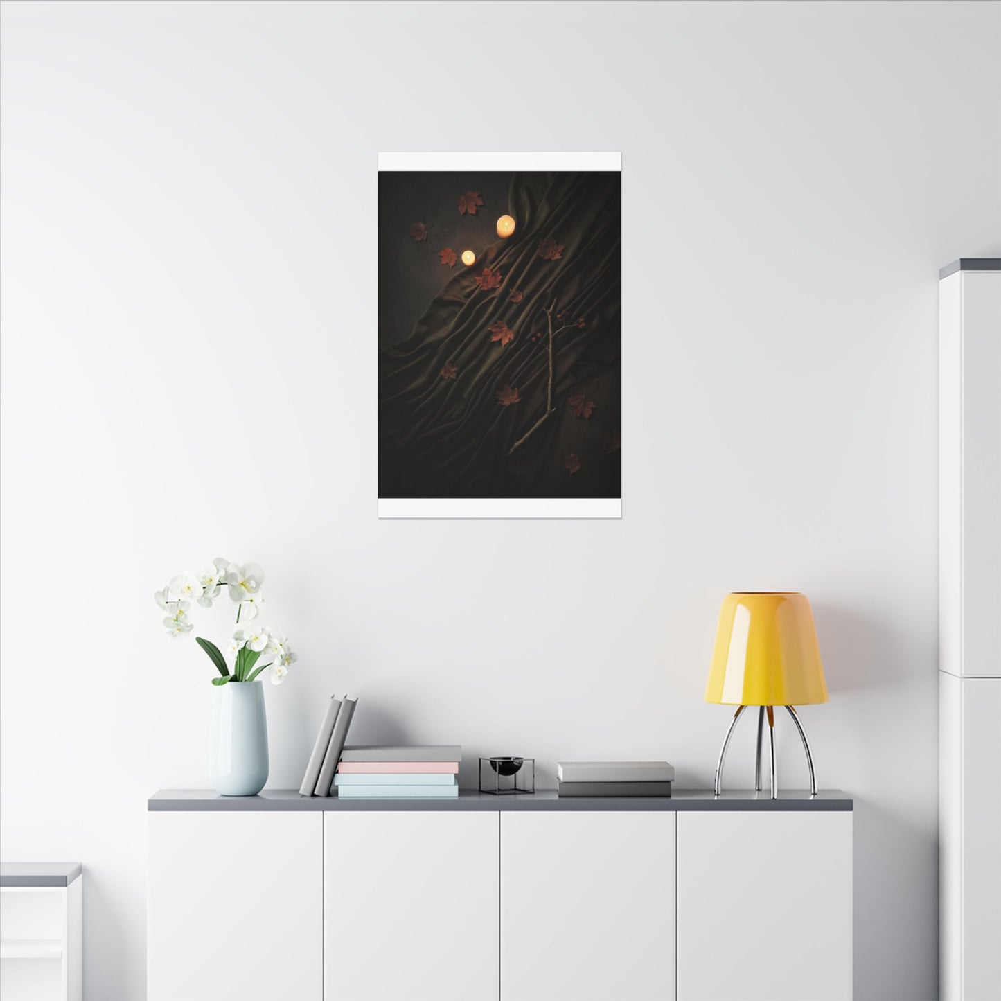 Autumn Silk Drape Moody Minimal Canvas Art | Moody Decor