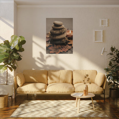 River Stones Canvas Art | Autumn Japandi Texture Art