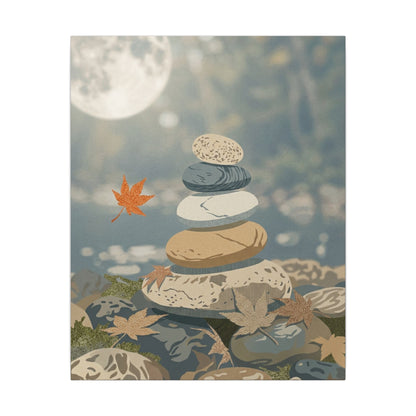 Warm River Stones Canvas Art - Japanese Pattern Japandi