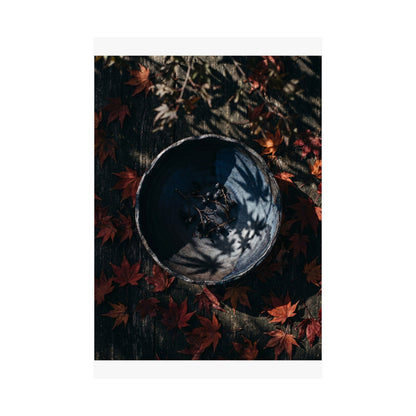 Kanso Ceramic Bowl Wall Art Print - Dark Japandi Shadow Zen