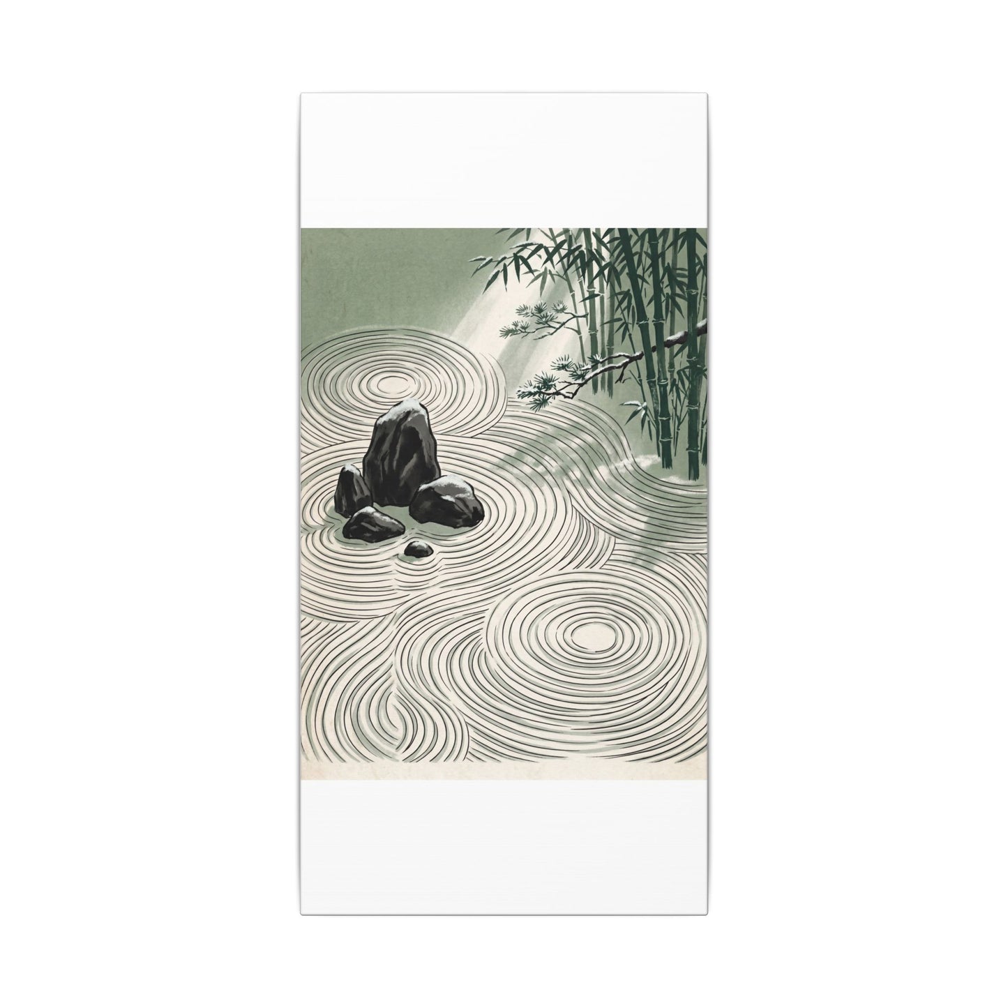 Shibui Rock Garden Canvas Art - Zen Ukiyo E Inspired