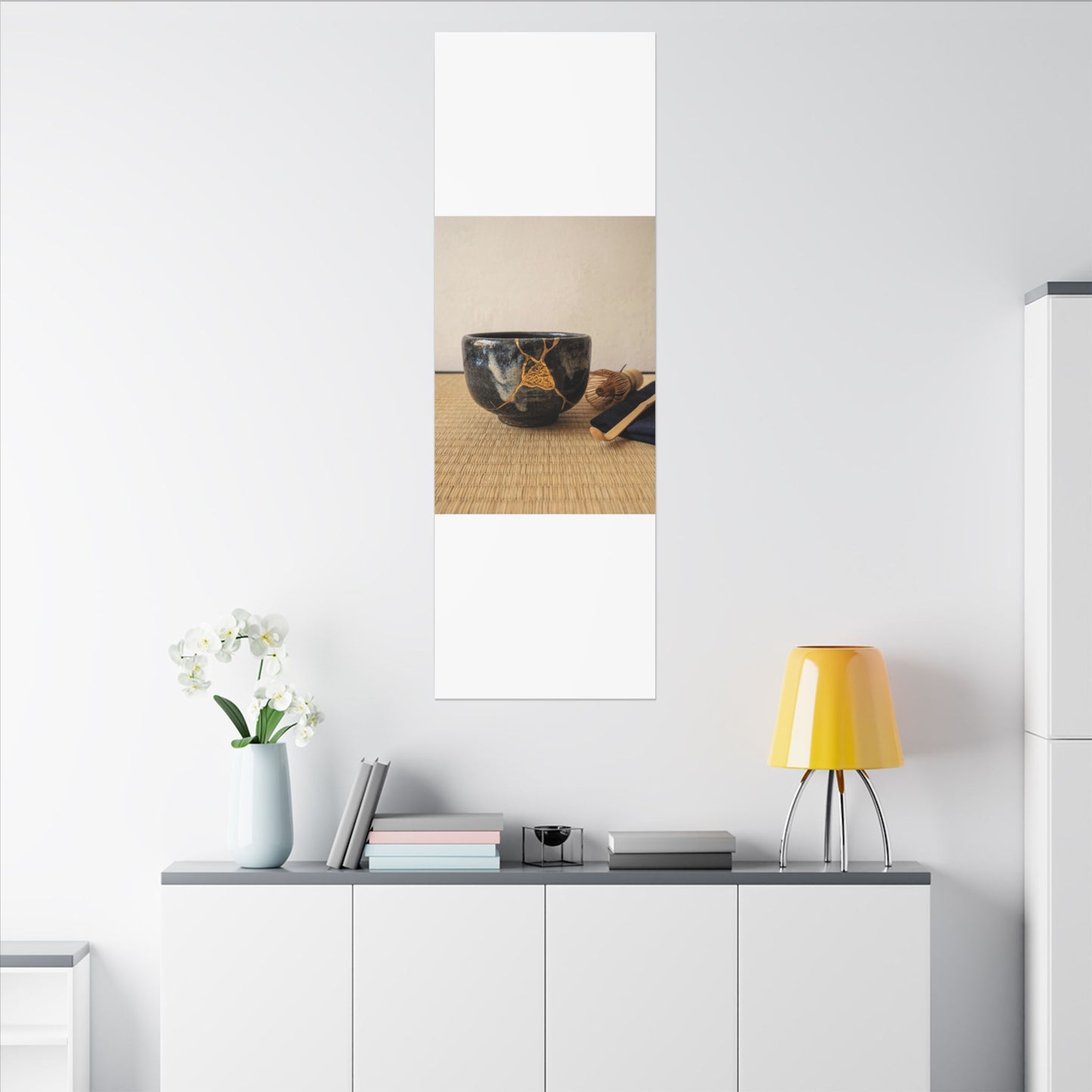 Kanso Tea Ceremony Canvas Art - Kintsugi Gold Vein