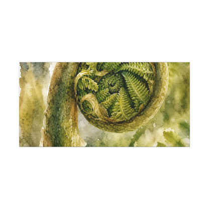 Japandi Fern Unfurling in Dappled | Watercolor Canvas Art