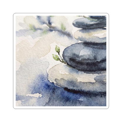 Mono No Aware River Stones Sticker - Japandi Watercolor