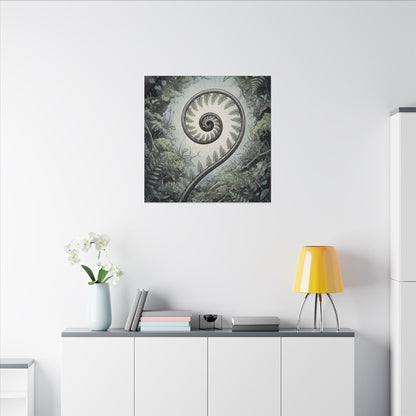 Zen Fern Unfurling in Dawn | Ukiyo E Inspired Canvas Art